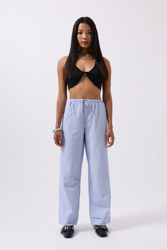 Çizgili Bel Lastikli Pantolon