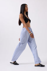 Çizgili Bel Lastikli Pantolon