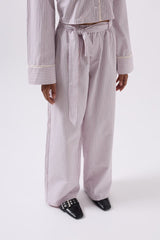 Kuşak Detay Çizgili Pantolon