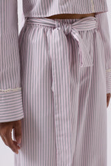 Kuşak Detay Çizgili Pantolon