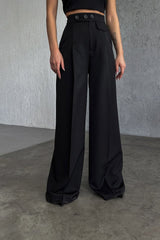 Üç Düğme Detayli Palazzo Pantolon