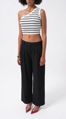 Çift Pileli Bol Paça Pantolon