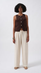 Çift Pileli Bol Paça Pantolon