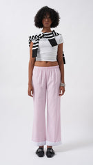 Paça Şerit Detay Çizgili Pantolon