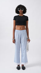 Paça Şerit Detay Çizgili Pantolon