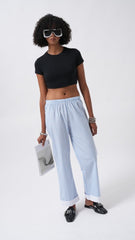 Paça Şerit Detay Çizgili Pantolon