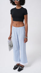 Paça Şerit Detay Çizgili Pantolon