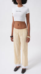 Paça Şerit Detay Çizgili Pantolon