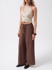 Aksesuar Detay Keten Pantolon