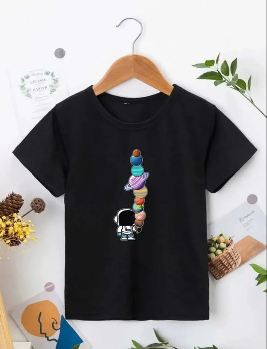 Çocuk Unisex Baskılı T-Shirt - Siyah