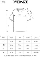 Unisex Bisiklet Yaka Baskılı Double Oversize T-Shirt - Siyah