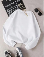 Üç İplik Biskilet Yaka Basic SweatShirt - Beyaz