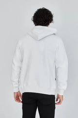 Unisex Tam Fermuarlı Kapşonlu  SweatShirt - Beyaz