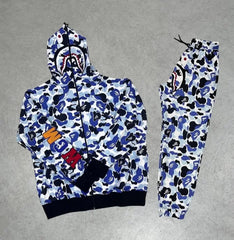 Unisex Pubg Bape X Shark Eşofman Takımı - Gri