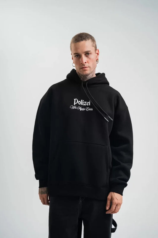 POLIZEI Premium Kalite Kapşonlu Dijital Patchli SweatShirt - Siyah