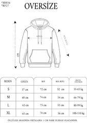 Unisex Üç İplik Kapşonlu Nakışlı SweatShirt - Füme