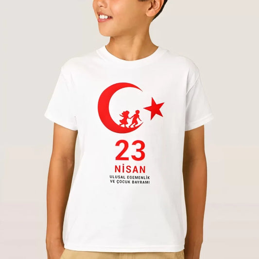 23 Nisan Çocuk Bayramı Baskılı Özel T-shirt - Beyaz