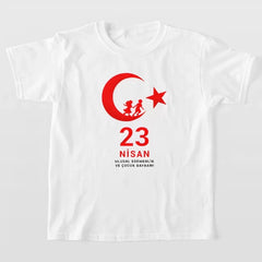 23 Nisan Çocuk Bayramı Baskılı Özel T-shirt - Beyaz