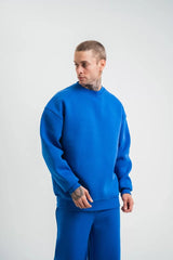 Uzun Kol Bisiklet Yaka Basic SweatShirt - Mavi