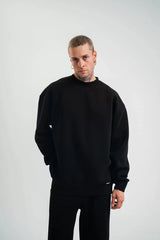 Uzun Kol Bisiklet Yaka Basic SweatShirt - Siyah