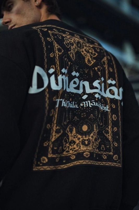 Üç İplik Penye Bisiklet Yaka Oversize Baskılı SweatShirt - Siyah