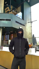Samuray ZIP Fermuarlı Kapüşonlu SweatShirt- Siyah