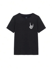 Erkek Baskılı Oversize T-shirt - Siyah