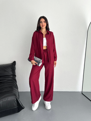 Gömlek Pantolon Ikili Takım - Bordo