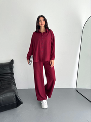 Gömlek Pantolon Ikili Takım - Bordo