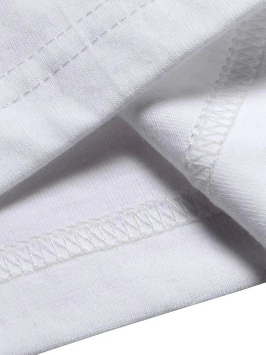 Baskılı Oversize Bisiklet Yaka T-shirt - Beyaz