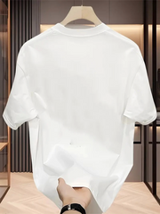 Baskılı Oversize Bisiklet Yaka T-shirt - Beyaz