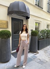 Su Yolu Çizgili Kolay Kombinle Ne Bilir Cepli Pantolon - Bordo