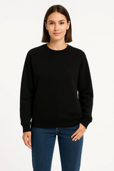 Üç İplik Düz Bisiklet Yaka SweatShirt  - Siyah