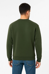 Erkek Üç İplik Düz Bisiklet Yaka SweatShirt - Haki