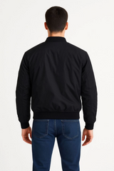 Erkek Içi Astarlı Fermuarlı Bomber Mont Ceket - Siyah