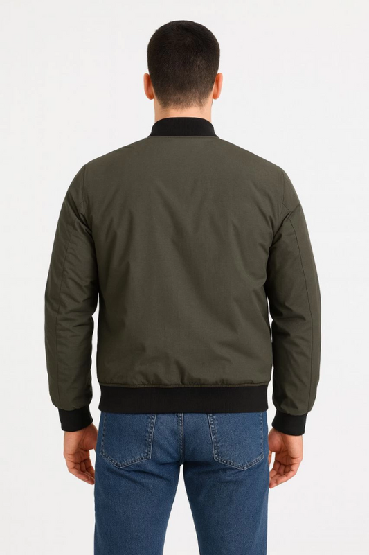 Erkek Içi Astarlı Fermuarlı Bomber Mont Ceket - Haki