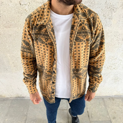 Erkek Polar Fermuarlı Sweatshirt – Kapüşonsuz, Cepli, Yumuşak Dokulu, Oversize Rahat Kalıp, Kışlık Sıcak Tutan Fermuarlı Üst - Sarı