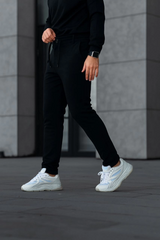 Erkek Diagonel Mikro Dokulu Cepli Pantolon - Siyah