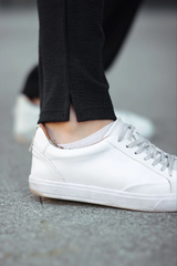 Erkek Paça Yırtmaçlı Burgu Selanik Dokulu Jogger Buggy Pantalon Rahat Kalıp - Siyah