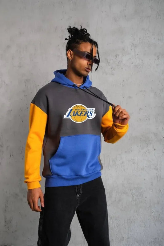 Erkek Çok Parçalı Kapüşonlu Ve Kordon İpli Sweatshirt - Füme