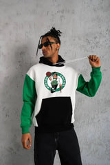 Erkek Kanguru Cepli Çok Parçalı Kapüşonlu Sweatshirt - Beyaz