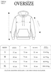 Unisex Üç İplik Kapşonlu Nakışlı SweatShirt - Füme