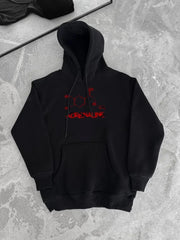 Kışlık Uzun Kol Kapüşonlu SweatShirt - Siyah