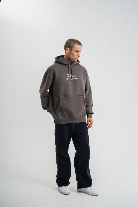 Erkek Double Oversize Kapüşonlu Sweatshirt 3 İplik Pamuklu Göğüs Nakışlı Premium Kalite – Antrasit