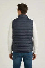 Erkek Şişme Fermuarlı Yelek Su Itici Kapitone Astarlı Kumaş Cepli Hafif Kışlık Spor Rahat Kalıp - Lacivert