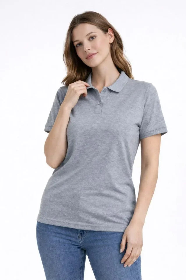 Pike Kumaş Düğmeli Yaka Regular Rahat Günlük Kısa Kol Tişört T-shirt - Gri