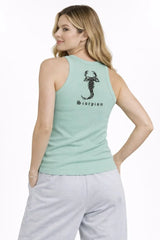 Fitilli Atlet Sıfır Yaka Slim Fit Arka Baskılı Spor Atlet - Mint Yeşili