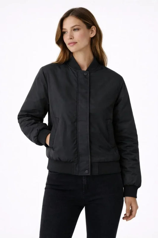 Premium Bomber Ceket Çıtçıt Kapamalı, Ribana Manşetli, Astarlı, Regular Fit Mont - Siyah
