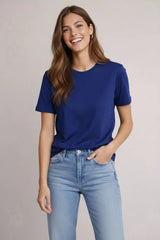 Osy Modal Yumuşak Dokulu Kumaş Bisiklet Yaka T-shirt - Lacivert