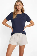 Osy Modal Yumuşak Dokulu Kumaş Bisiklet Yaka T-shirt - İndigo